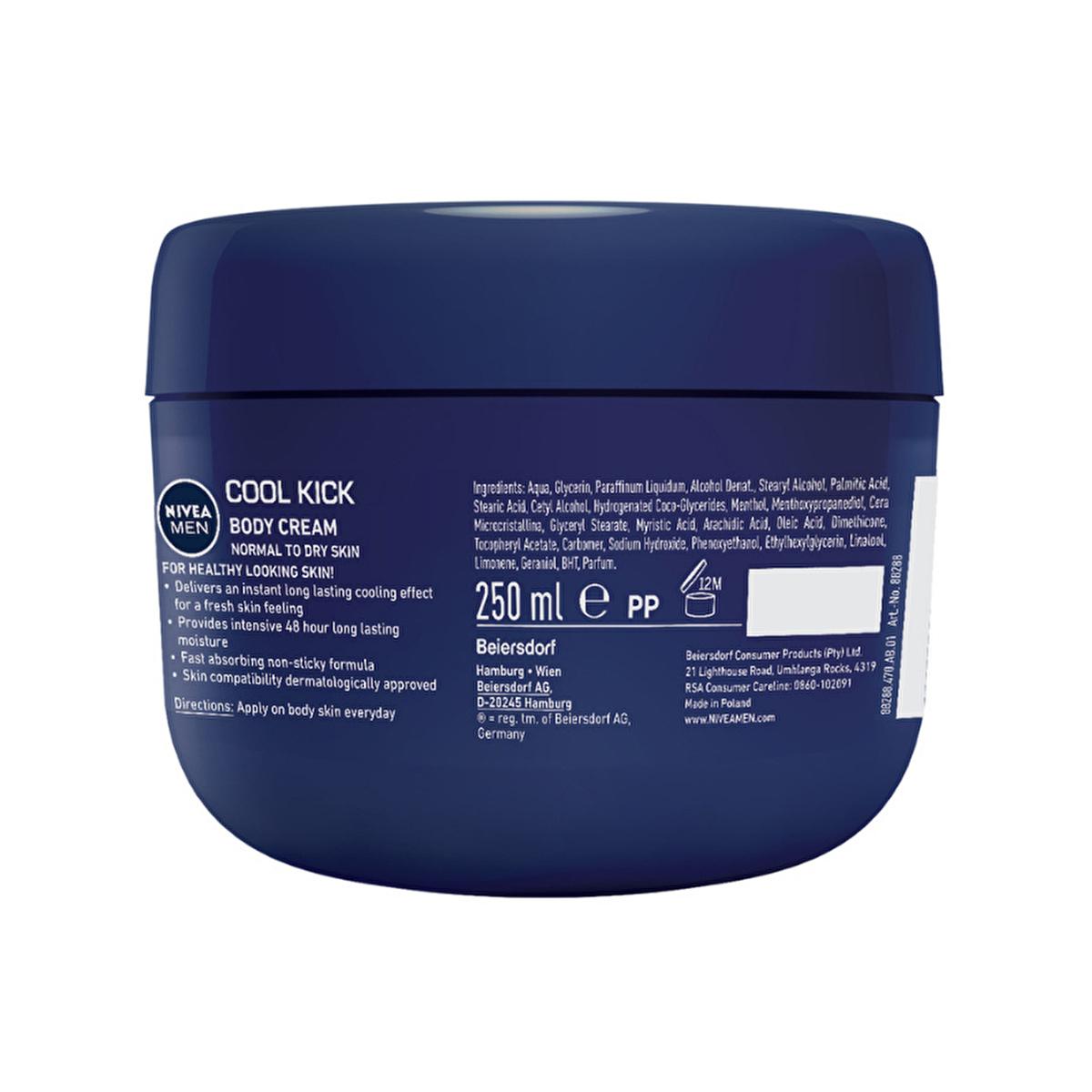 Nivea Men Cool Kick: 48H Moisturizing Hand & Body Cream for Men - Non-Greasy, Fast Absorbing, Dry Skin Relief & Refreshing Sensation - Glamourous Grace