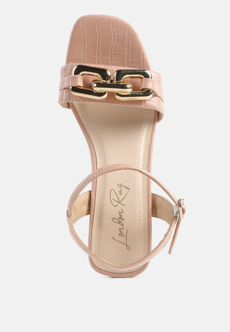 Icicle Clear Low Heel Metal Chain Sandals - Glamourous Grace