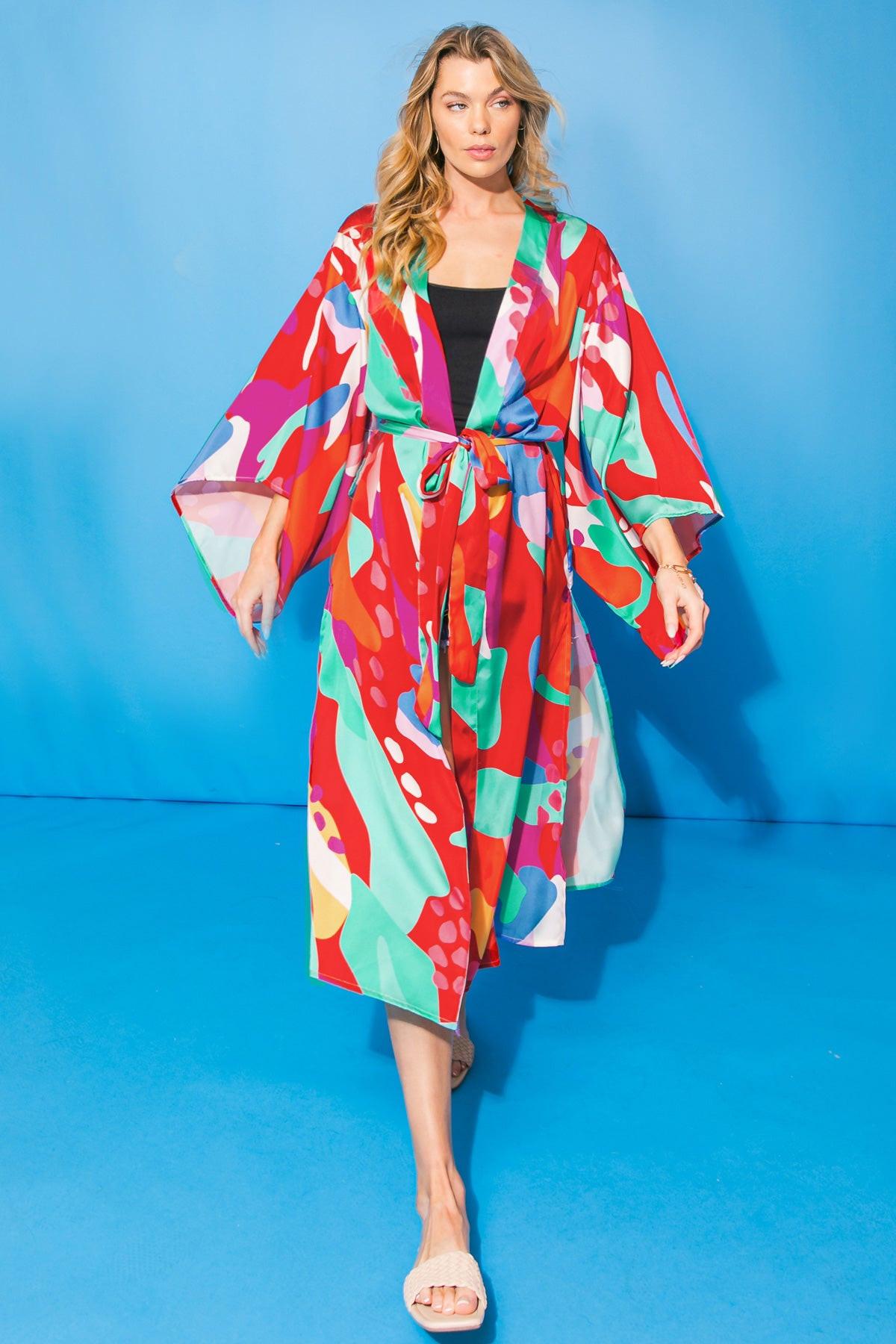 CANCUN GETAWAY SATIN MIDI KIMONO - Glamourous Grace