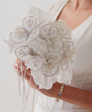 White Flower Bouquet – Ideal for Bridal, Quinceanera, or Proposal - Glamourous Grace