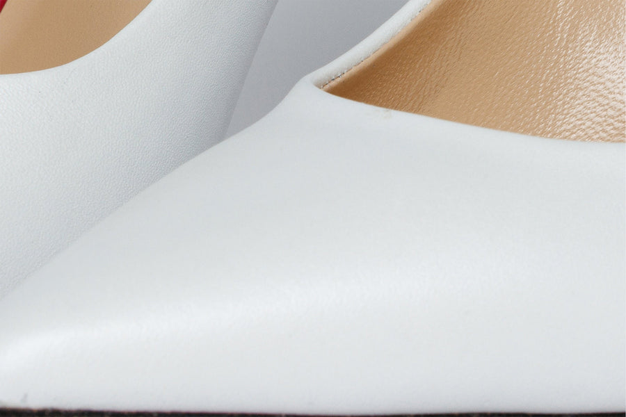 The Ege White Leather Pump Fuchsia Sole Women Shoe - Glamourous Grace