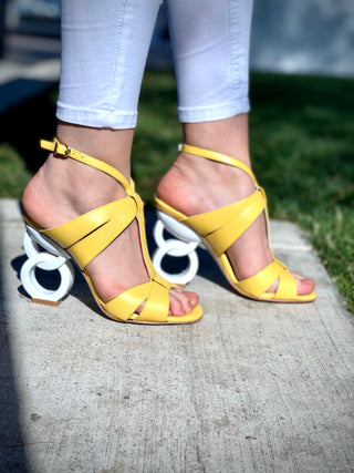 The Duffryn Yellow T-Strap Leather Women Sandal - Glamourous Grace