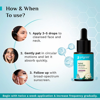 Pilgrim Korean 0.5% Retinol & 1% Hyaluronic Acid Lift & Firm Anti Aging Serum, Reduce Fine Lines & Wrinkles