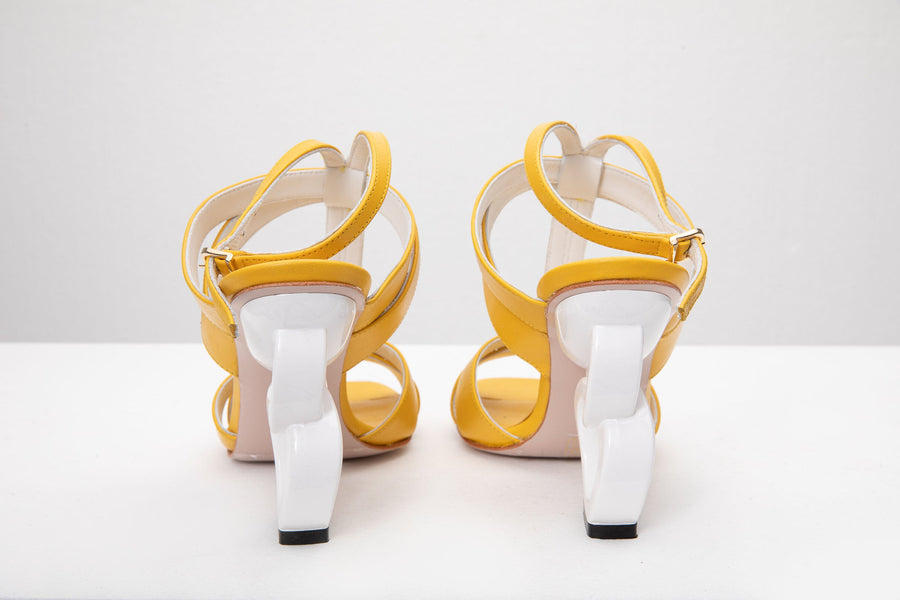The Duffryn Yellow T-Strap Leather Women Sandal - Glamourous Grace