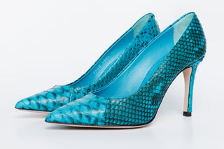 The Queenn Turquoise Pythn Leather Pump Women Shoe - Glamourous Grace