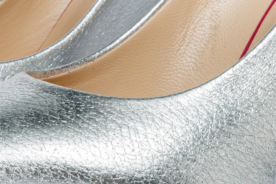 The Ege Silver Leather Pump Fuchsia Sole Women Shoe - Glamourous Grace