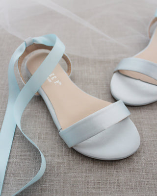 Satin Flat Sandal with Ballerina Lace Up