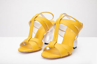 The Duffryn Yellow T-Strap Leather Women Sandal - Glamourous Grace