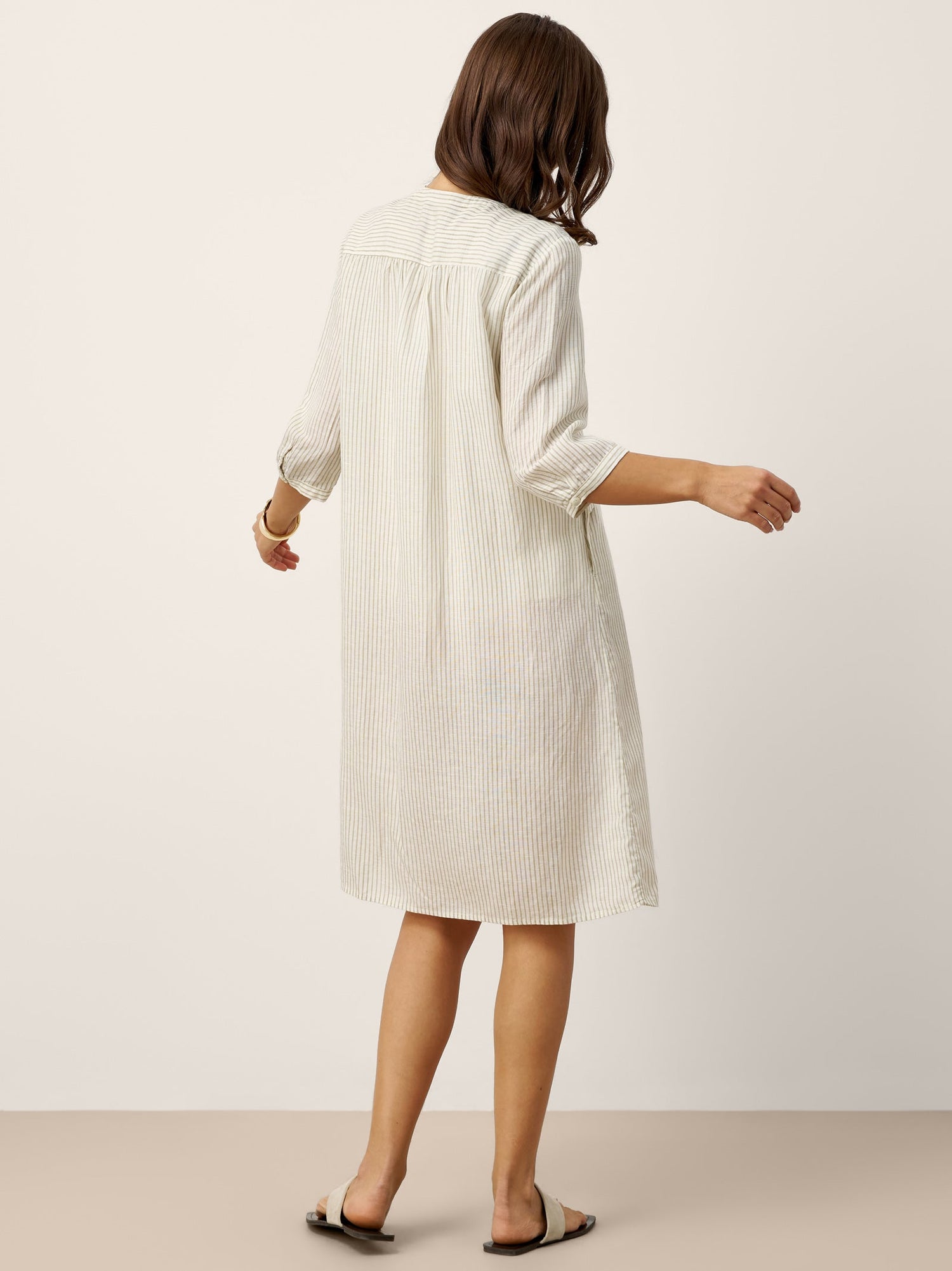 Linen-Lyocell Deconstructed Asymmetric Front Pleat Midi Dress EULALIE - Glamourous Grace