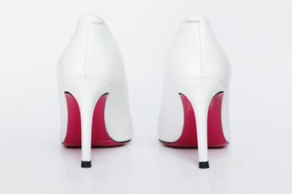 The Ege White Leather Pump Fuchsia Sole Women Shoe - Glamourous Grace