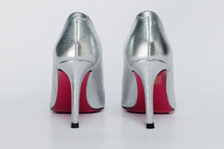 The Ege Silver Leather Pump Fuchsia Sole Women Shoe - Glamourous Grace LLC