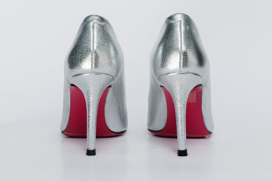 The Ege Silver Leather Pump Fuchsia Sole Women Shoe - Glamourous Grace