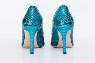 The Queenn Turquoise Pythn Leather Pump Women Shoe - Glamourous Grace