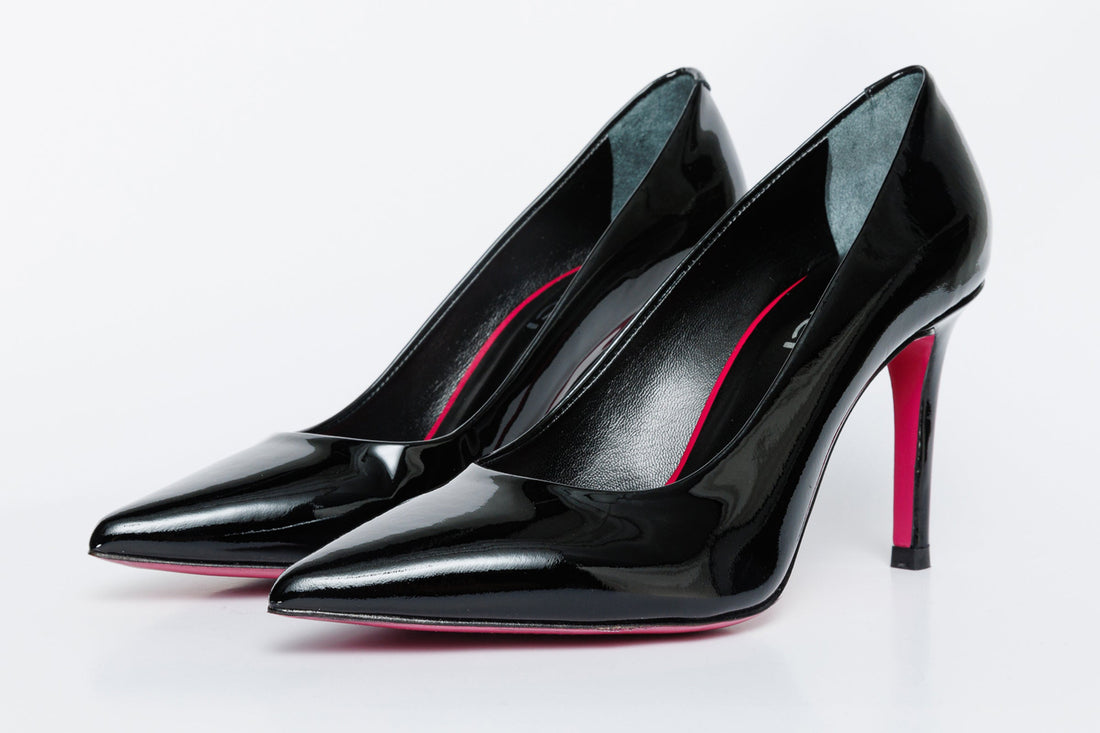The Ege Black Patent Leather Pump Fuchsia Sole Women Shoe - Glamourous Grace
