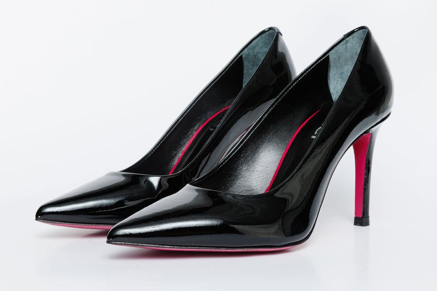 The Ege Black Patent Leather Pump Fuchsia Sole Women Shoe - Glamourous Grace