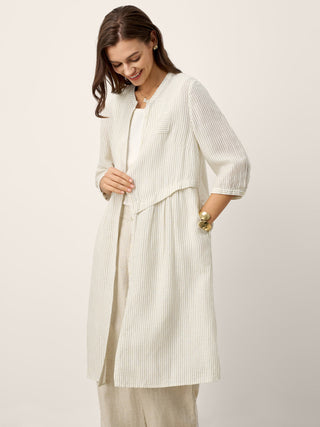 Linen-Lyocell Deconstructed Asymmetric Front Pleat Midi Dress EULALIE - Glamourous Grace