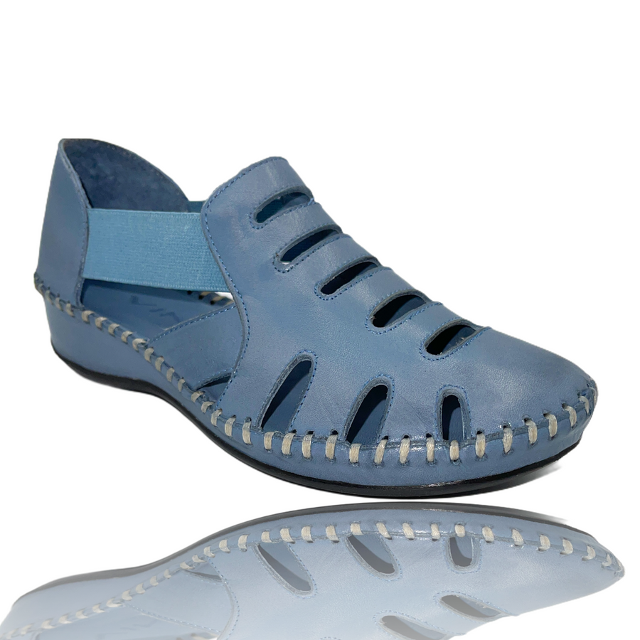 The Maerdy Blue Leather Sandal Final Sale! - Glamourous Grace