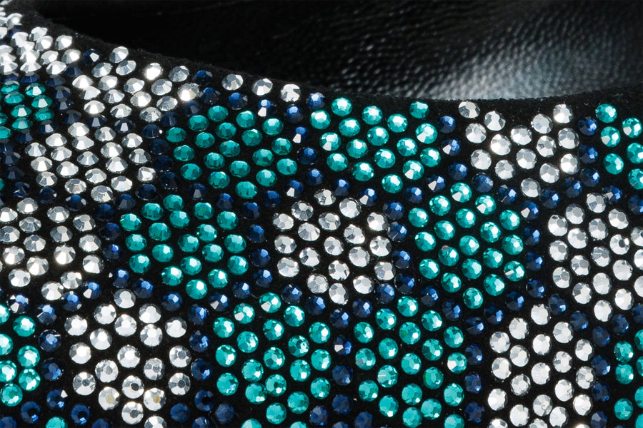 The Doha Turqoise Glitter Leather Block Pump Women Shoe - Glamourous Grace
