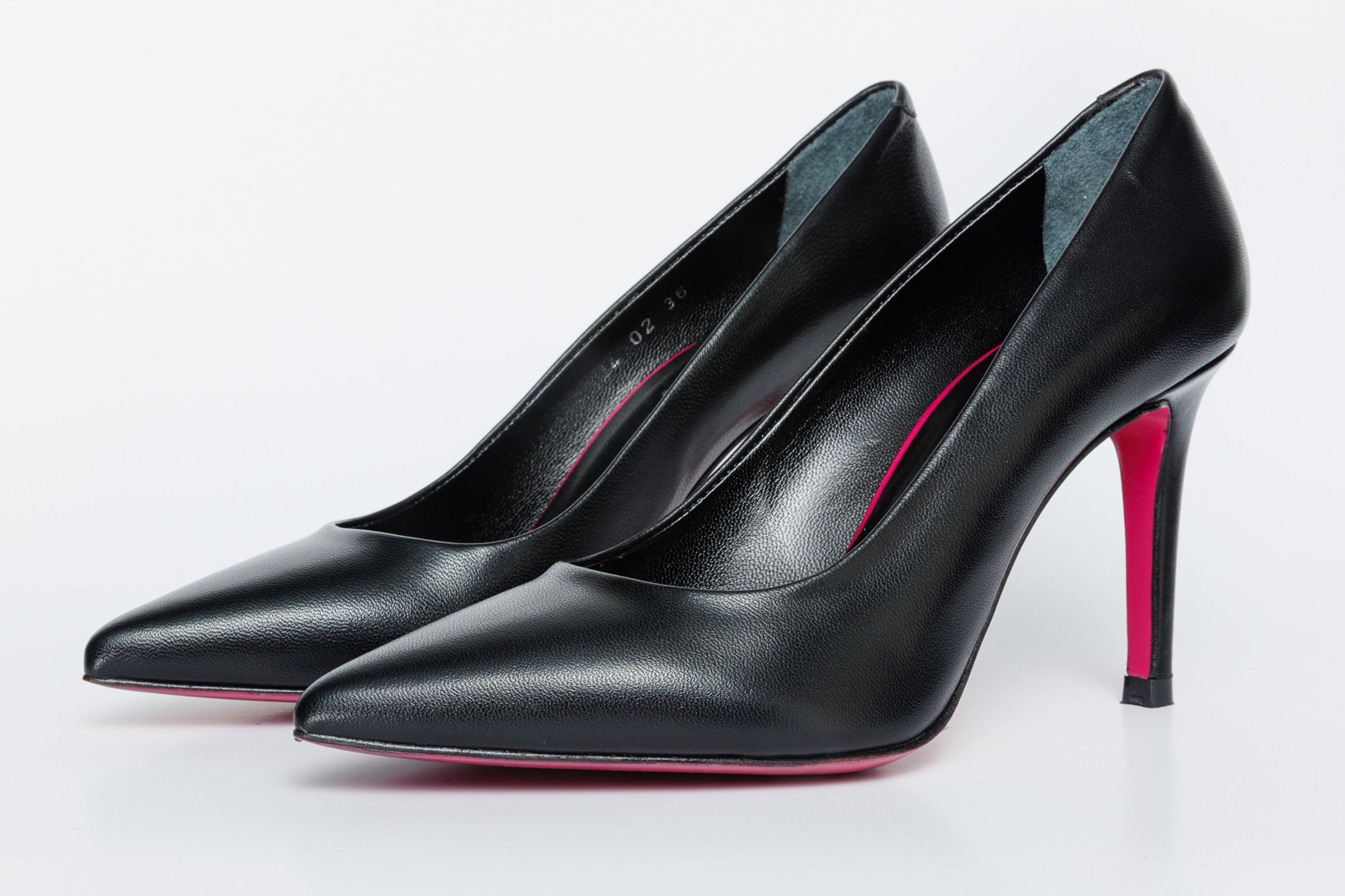 The Ege Black Leather Pump Fuchsia Sole Women Shoe - Glamourous Grace