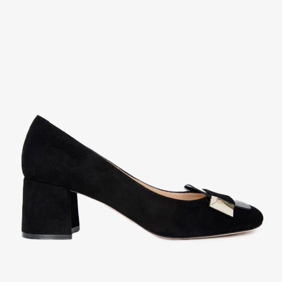 The Olney Black Suede Leather Block Heel Pump Women Shoe - Glamourous Grace