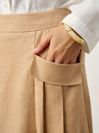 100% Linen Flap Pocket A-Line Skirt IANTHE - Glamourous Grace