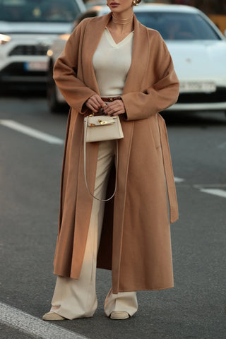 Marley Double Face Cashmere Wool Classic Overcoat in Camel