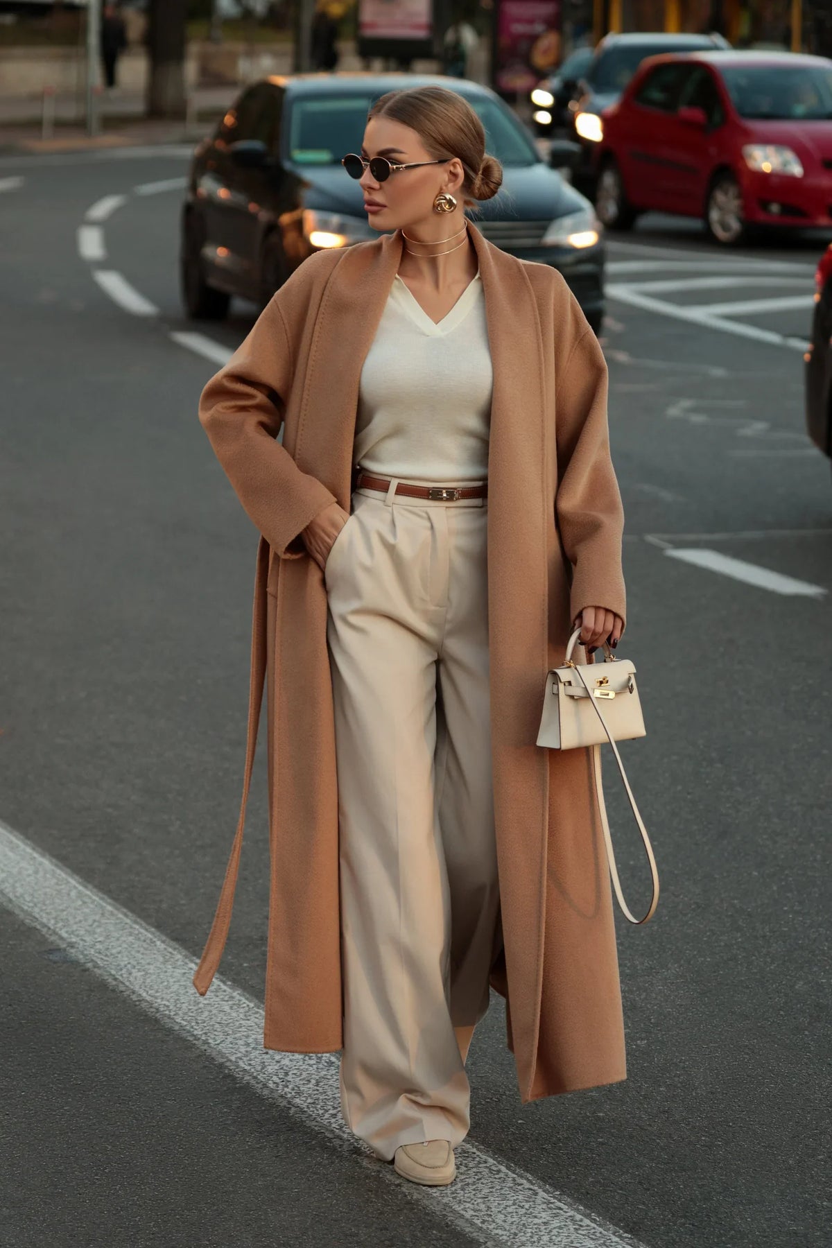 Marley Double Face Cashmere Wool Classic Overcoat in Camel