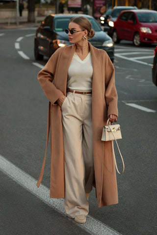 Marley Double Face Cashmere Wool Classic Overcoat in Camel