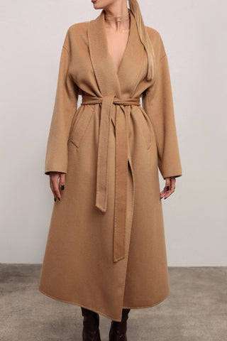 Marley Double Face Cashmere Wool Classic Overcoat in Camel