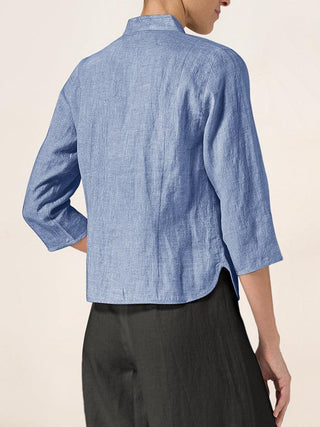 100% Linen Hand Button Fitted Jacket AMELIA - Glamourous Grace