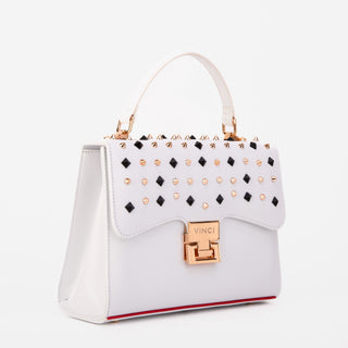 The Infanta White Spike Leather Handbag