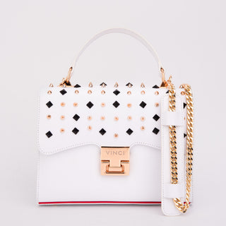 The Infanta White Spike Leather Handbag