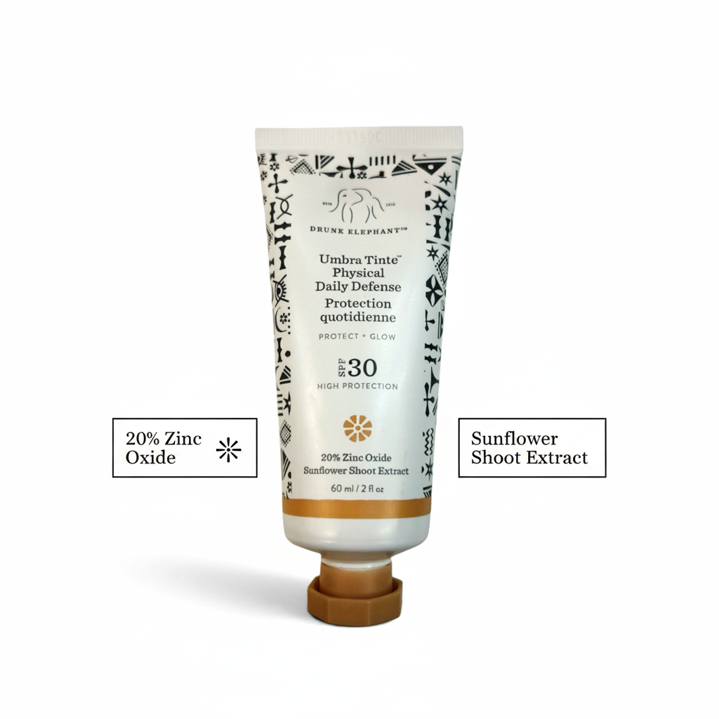 Drunk Elephant Umbra Tinte 100% Mineral Cream SPF 30/PA+++ Tinted Face Sunscreen 2 OZ - Glamourous Grace