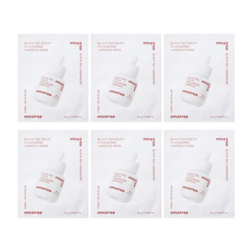 innisfree Black Tea Youth Enhancing Ampoule Mask 28ml X 6ea - Glamourous Grace