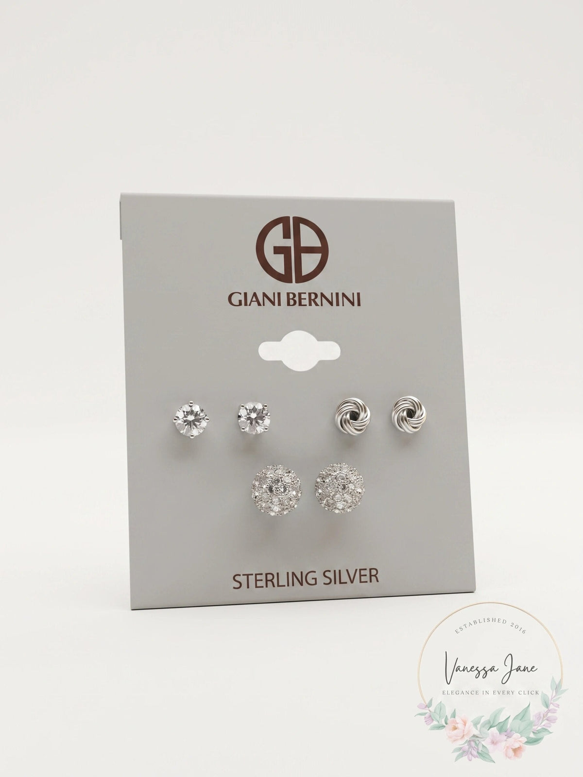 Giani Bernini Sterling Silver 3-Pc. Set Cubic Zirconia Stud  Earrings