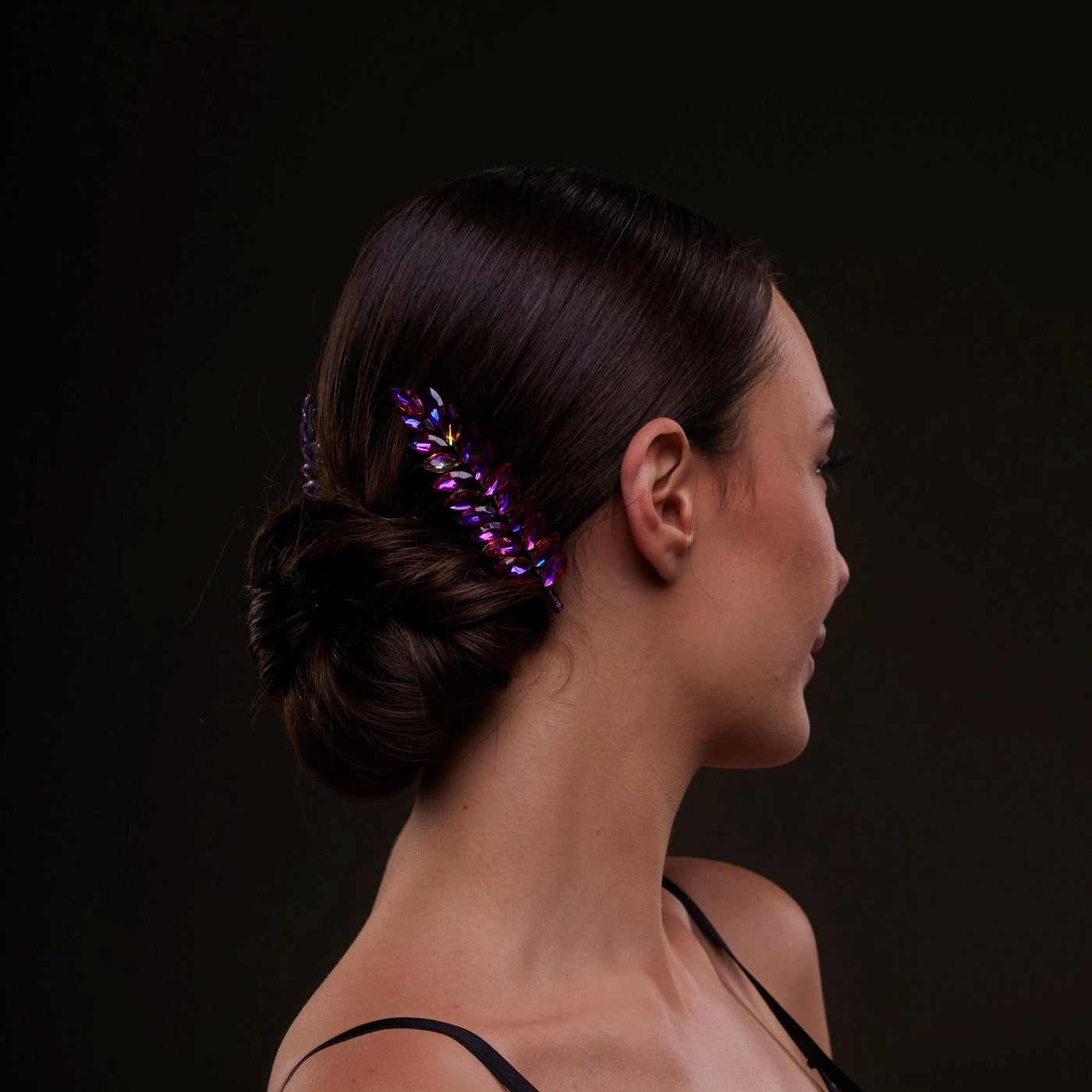 Iridescent Purple Crystal 2-Piece Hair Comb Set - Glamourous Grace