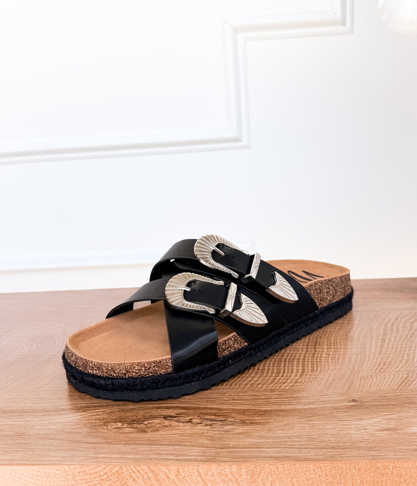 Iris Buckle Sandal in Black - Glamourous Grace