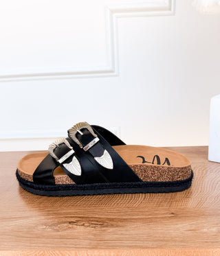 Iris Buckle Sandal in Black - Glamourous Grace