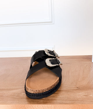 Iris Buckle Sandal in Black - Glamourous Grace