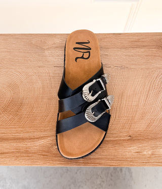 Iris Buckle Sandal in Black - Glamourous Grace
