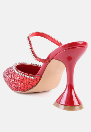 Iris Glitter Diamante Spool Heeled Sandals