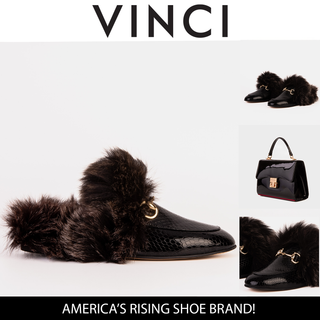 The Izmir Black Patent Leather Natural Fur Women Slipper - Glamourous Grace