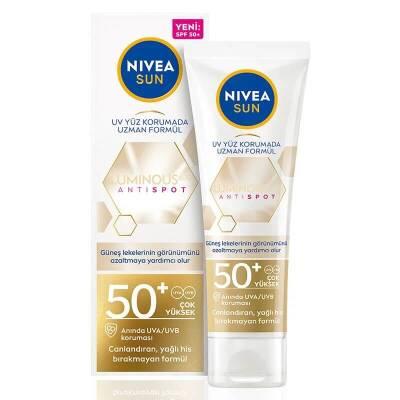 Nivea Sun Luminous630 Anti-Spot Sunscreen Face Cream SPF50+ - Non-Greasy, Reduces Sun Spots, 1.35 fl oz - Glamourous Grace