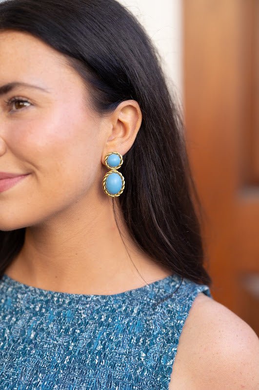Jackie Earring in Turquoise & 18k Gold Plated - Belle of the Ball Collection - Glamourous Grace