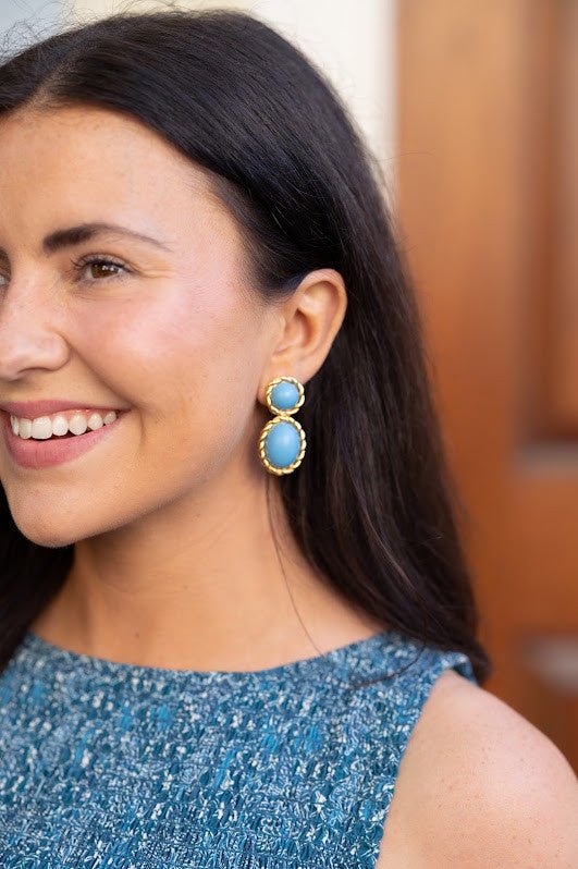 Jackie Earring in Turquoise & 18k Gold Plated - Belle of the Ball Collection - Glamourous Grace