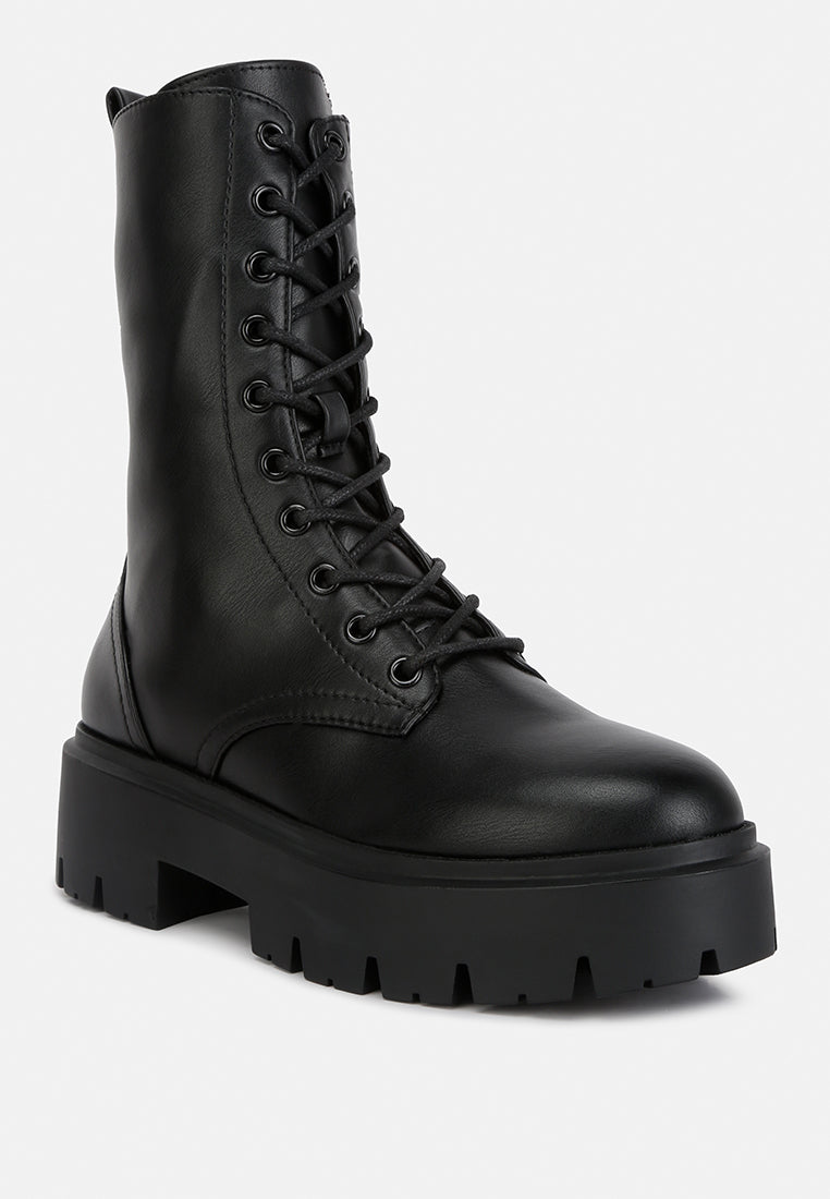 Jaimi Ankle Length Combat Platform Boots - Glamourous Grace