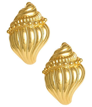 James Conch Shell Earring - 18k Plated Gold - Belle of the Ball Collection - Glamourous Grace