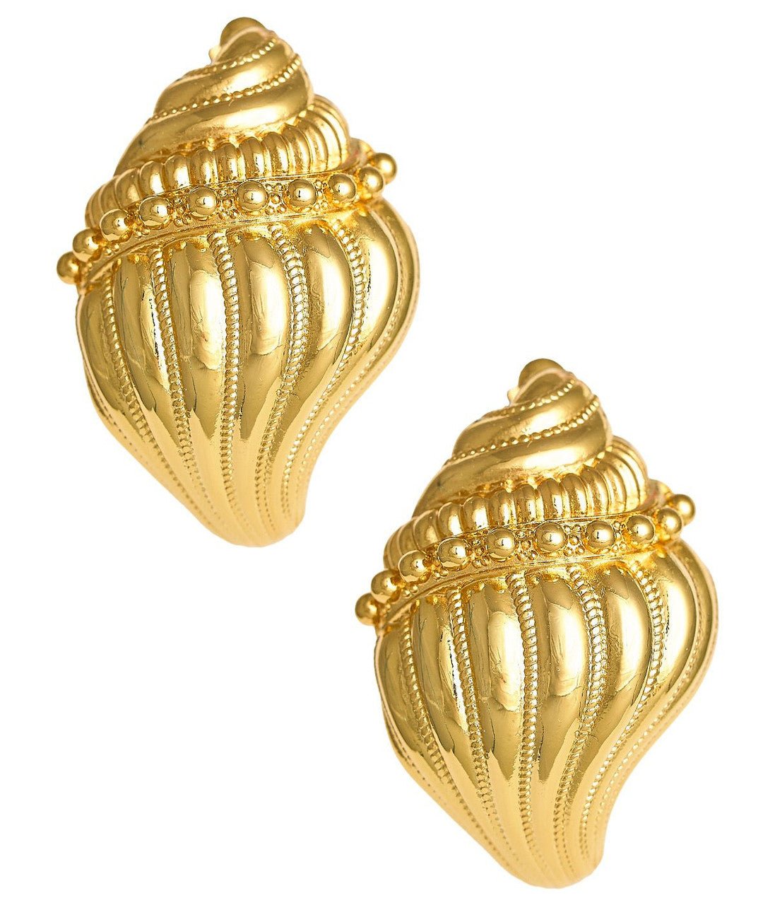 James Conch Shell Earring - 18k Plated Gold - Belle of the Ball Collection - Glamourous Grace