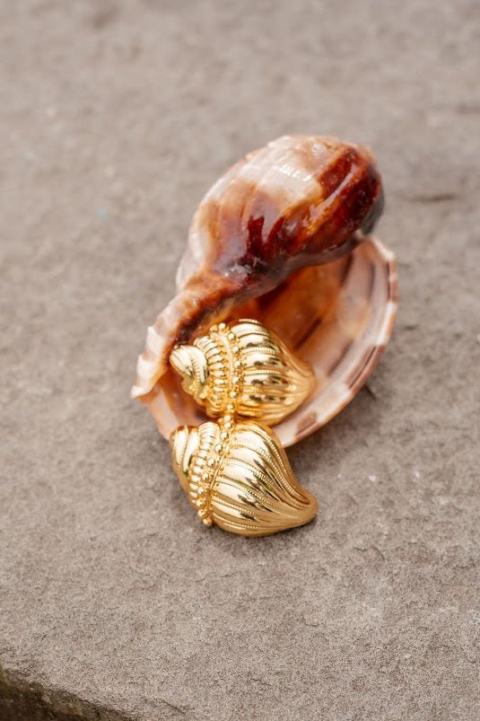 James Conch Shell Earring - 18k Plated Gold - Belle of the Ball Collection - Glamourous Grace