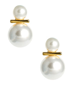 James Stud Earrings - Pearl- 18k Gold Plated - Kristin Kennedy Collection